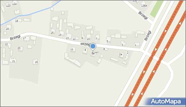 Brzegi, Brzegi, 8a, mapa Brzegi