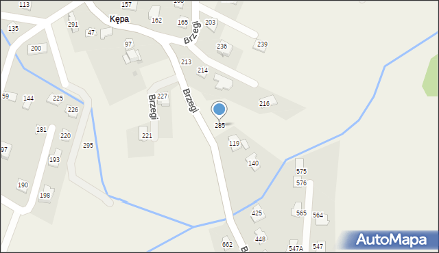 Brzegi, Brzegi, 285, mapa Brzegi