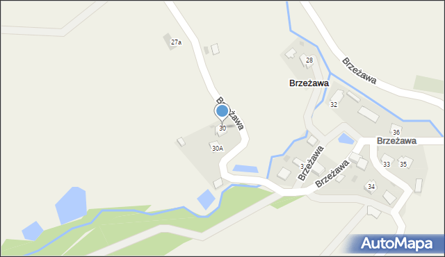 Brzeżawa, Brzeżawa, 30, mapa Brzeżawa