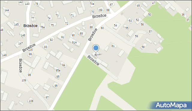 Brzeźce, Brzeźce, 62, mapa Brzeźce