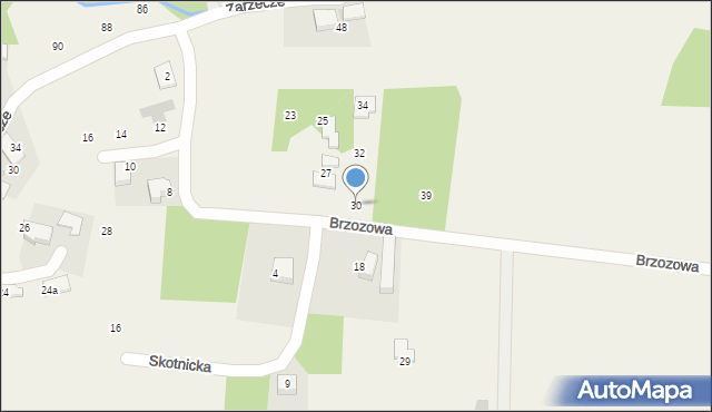 Brzezie, Brzozowa, 30, mapa Brzezie