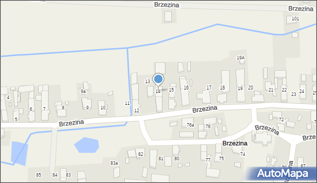 Brzezina, Brzezina, 14, mapa Brzezina