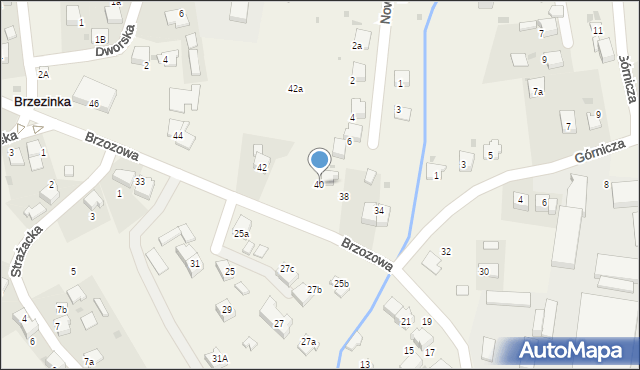 Brzezinka, Brzozowa, 40, mapa Brzezinka
