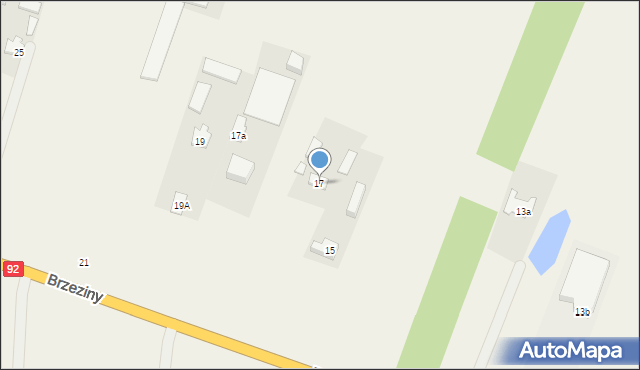 Brzeziny, Brzeziny, 17, mapa Brzeziny
