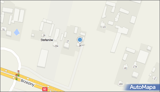 Brzeziny, Brzeziny, 25, mapa Brzeziny