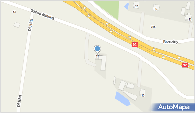 Brzeziny, Brzeziny, 32, mapa Brzeziny