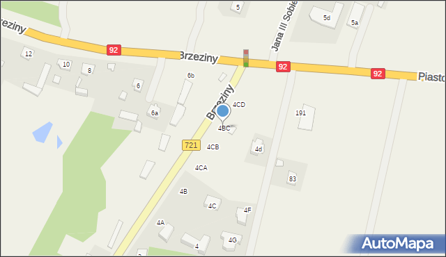 Brzeziny, Brzeziny, 4BC, mapa Brzeziny