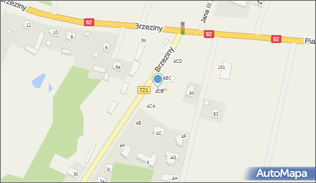 Brzeziny, Brzeziny, 4CB, mapa Brzeziny