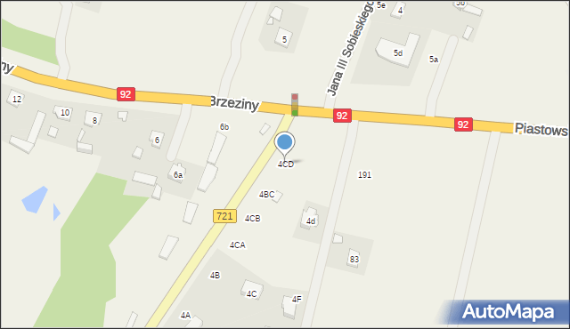 Brzeziny, Brzeziny, 4CD, mapa Brzeziny