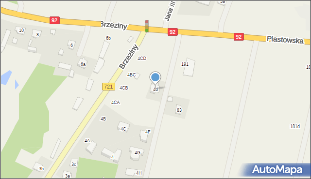 Brzeziny, Brzeziny, 4d, mapa Brzeziny