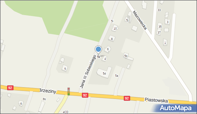 Brzeziny, Brzeziny, 5e, mapa Brzeziny