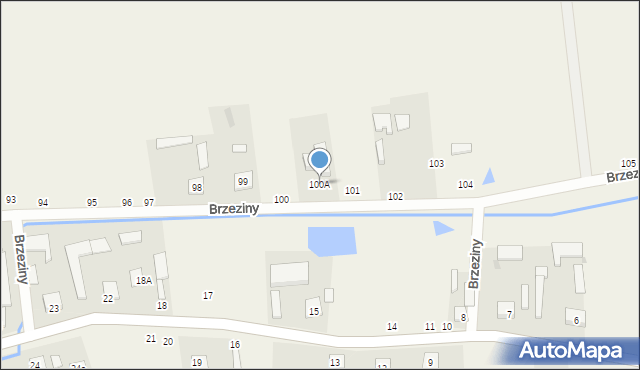 Brzeziny, Brzeziny, 100A, mapa Brzeziny