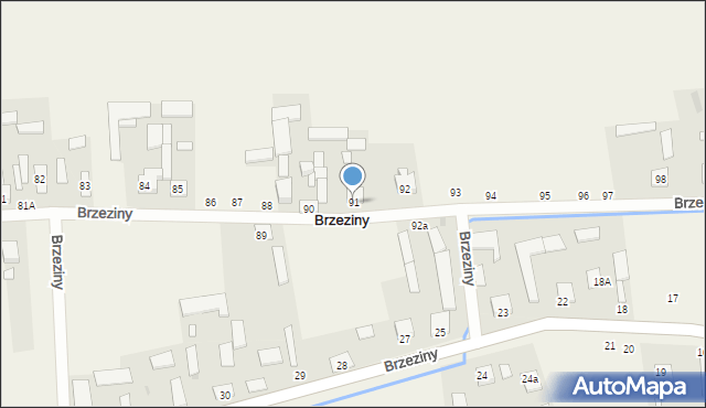 Brzeziny, Brzeziny, 91, mapa Brzeziny