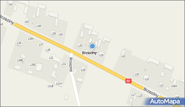 Brzeziny, Brzeziny, 128, mapa Brzeziny