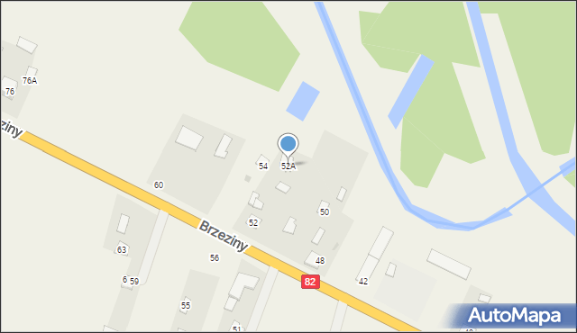 Brzeziny, Brzeziny, 52A, mapa Brzeziny