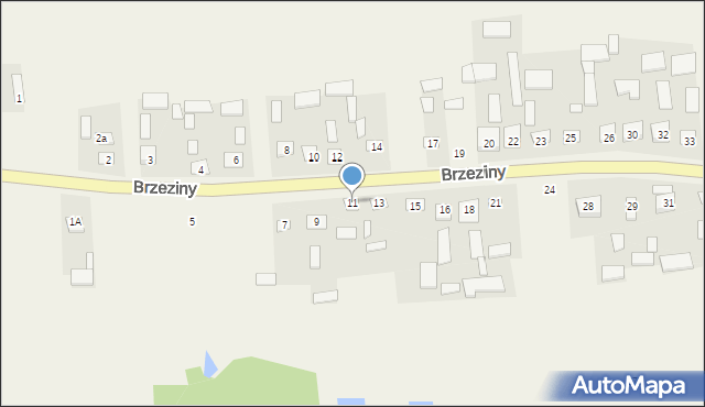 Brzeziny, Brzeziny, 11, mapa Brzeziny