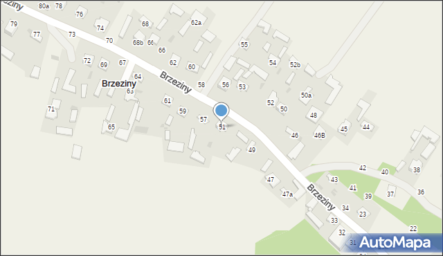 Brzeziny, Brzeziny, 51, mapa Brzeziny