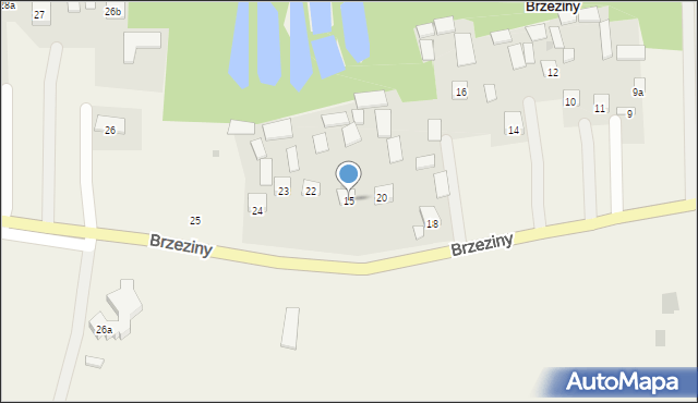 Brzeziny, Brzeziny, 15, mapa Brzeziny