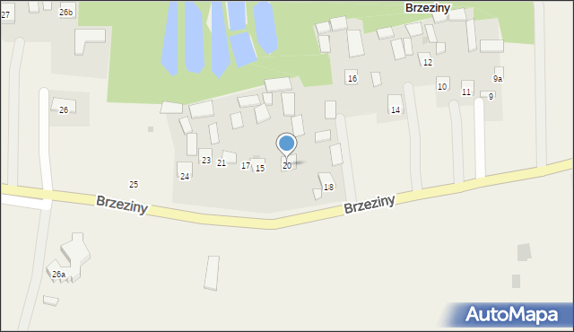 Brzeziny, Brzeziny, 20, mapa Brzeziny