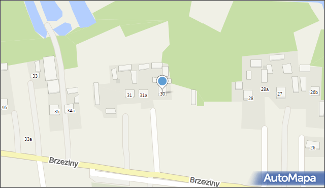 Brzeziny, Brzeziny, 30, mapa Brzeziny