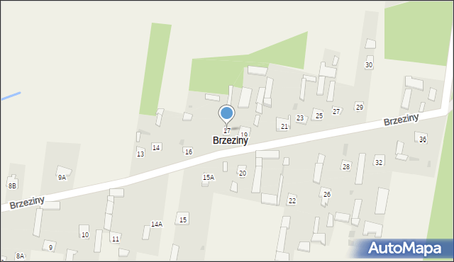 Brzeziny, Brzeziny, 17, mapa Brzeziny