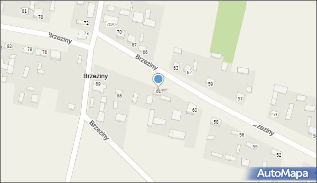 Brzeziny, Brzeziny, 61, mapa Brzeziny