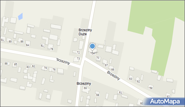 Brzeziny, Brzeziny, 70A, mapa Brzeziny