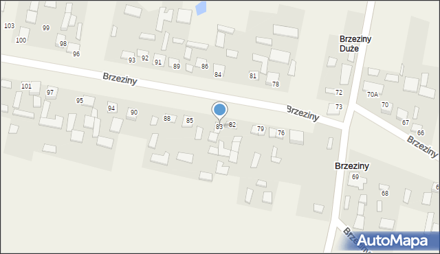 Brzeziny, Brzeziny, 83, mapa Brzeziny