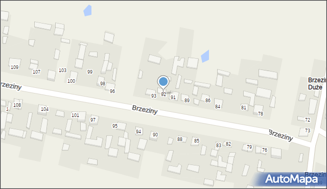 Brzeziny, Brzeziny, 92, mapa Brzeziny