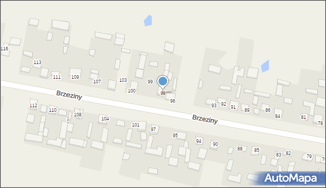 Brzeziny, Brzeziny, 98, mapa Brzeziny