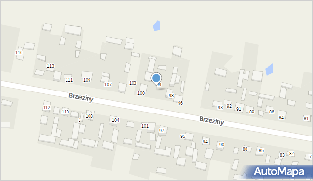 Brzeziny, Brzeziny, 99a, mapa Brzeziny