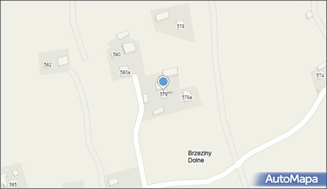 Brzeziny, Brzeziny, 579, mapa Brzeziny