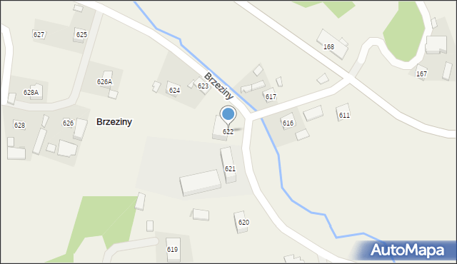 Brzeziny, Brzeziny, 622, mapa Brzeziny