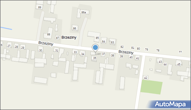 Brzeziny, Brzeziny, 36, mapa Brzeziny