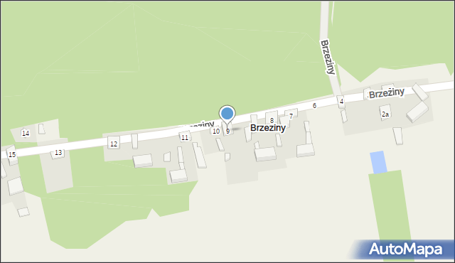 Brzeziny, Brzeziny, 9, mapa Brzeziny