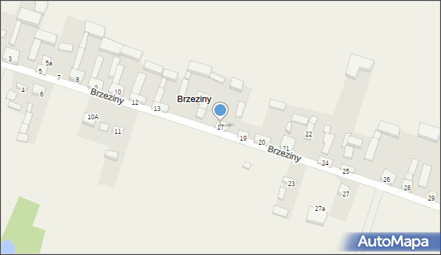 Brzeziny, Brzeziny, 17, mapa Brzeziny