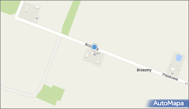 Brzeziny, Brzeziny, 42, mapa Brzeziny