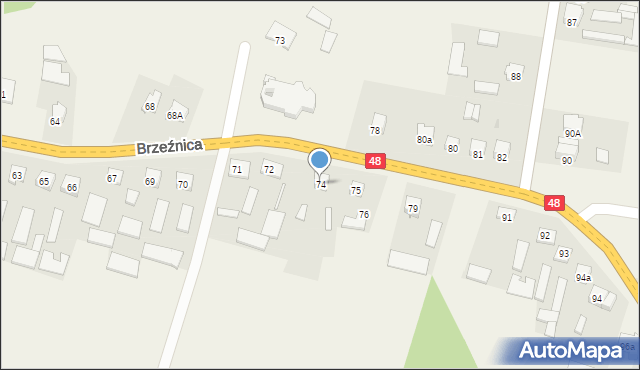 Brzeźnica, Brzeźnica, 74, mapa Brzeźnica