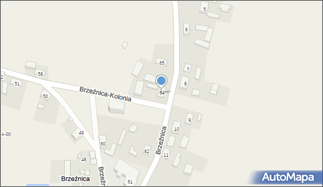 Brzeźnica, Brzeźnica, 64, mapa Brzeźnica