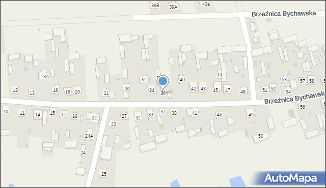 Brzeźnica Bychawska, Brzeźnica Bychawska, 36, mapa Brzeźnica Bychawska