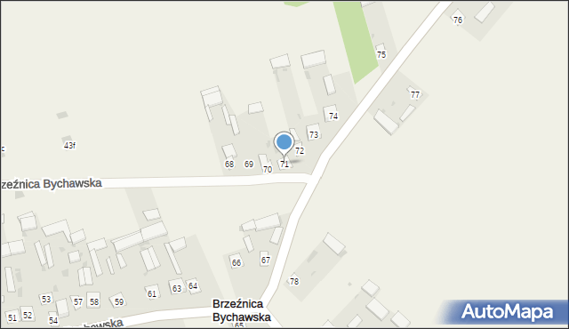 Brzeźnica Bychawska, Brzeźnica Bychawska, 71, mapa Brzeźnica Bychawska