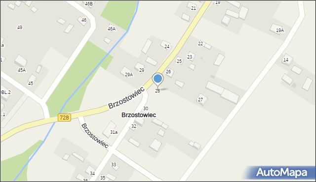 Brzostowiec, Brzostowiec, 28, mapa Brzostowiec