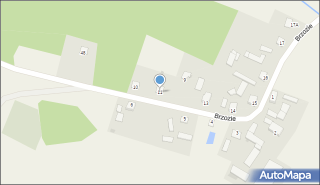 Brzozie, Brzozie, 11, mapa Brzozie