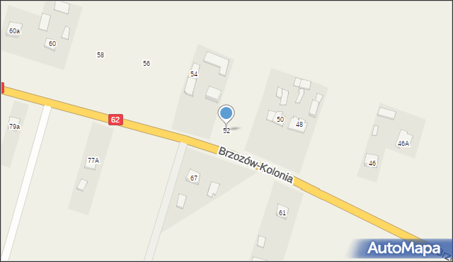 Brzozów-Kolonia, Brzozów-Kolonia, 52, mapa Brzozów-Kolonia
