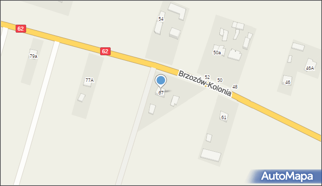 Brzozów-Kolonia, Brzozów-Kolonia, 67, mapa Brzozów-Kolonia