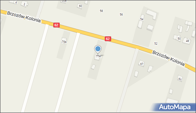 Brzozów-Kolonia, Brzozów-Kolonia, 77A, mapa Brzozów-Kolonia