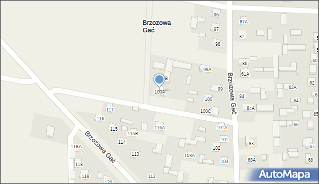 Brzozowa Gać, Brzozowa Gać, 100A, mapa Brzozowa Gać