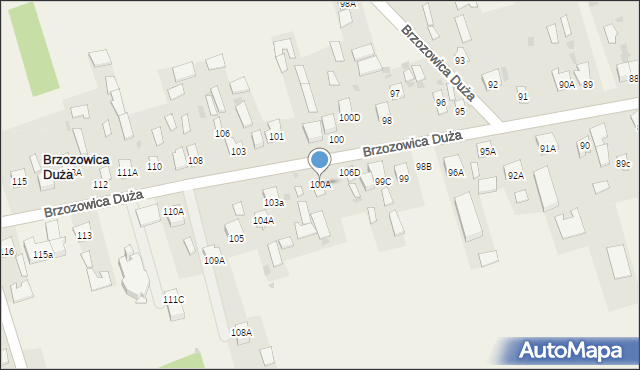 Brzozowica Duża, Brzozowica Duża, 100A, mapa Brzozowica Duża