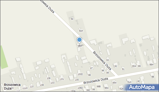 Brzozowica Duża, Brzozowica Duża, 98A, mapa Brzozowica Duża