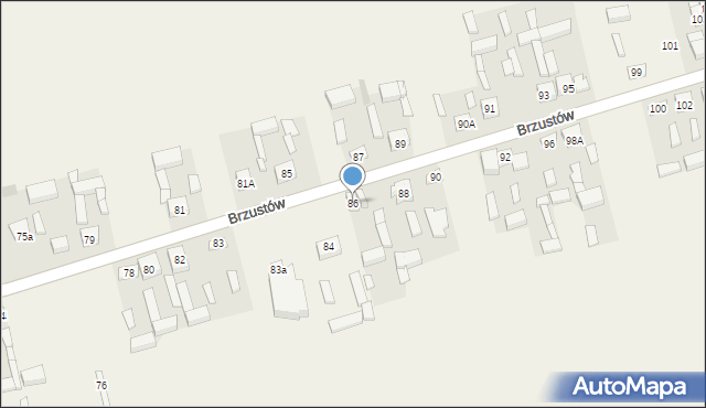 Brzustów, Brzustów, 86, mapa Brzustów